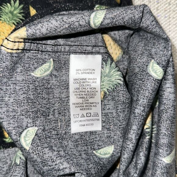 HAGGAR XXL Black Ivory Pineapple Lime Short Sleeve Button Front Shirt - Picture 10 of 10